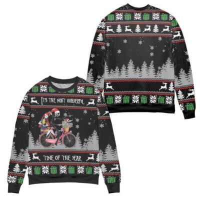 Jack And Sally The Most Wonderful Time Of The Year Ugly Christmas Sweater - Black