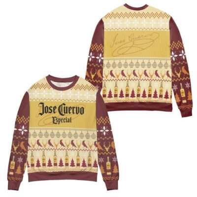 Jose Cuervo Especial Pine Tree Pattern Ugly Christmas Sweater