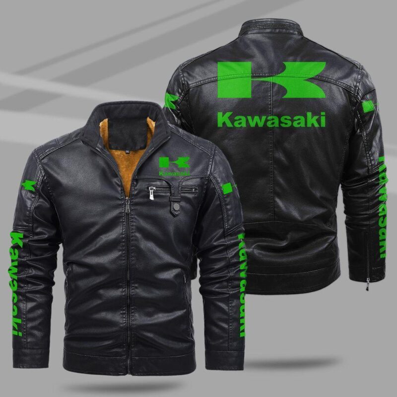 Kawasaki Fleece Leather Jacket TFLJ014