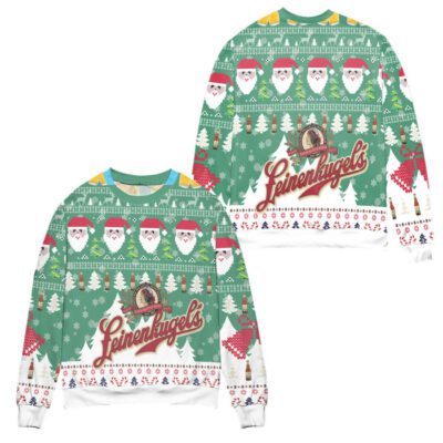 Leinenkugels Beer Logo Christmas Pattern Ugly Christmas Sweater - White Green