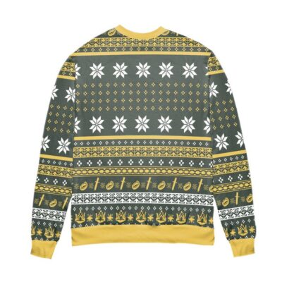 Lord Of The Rings Anneau Seigneur Des Anneaux Snowflake Pattern Ugly Christmas Sweater Green 1