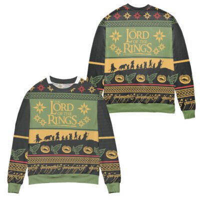 Lord Of The Rings The Fellowship Way To Mordor Vintage Ugly Christmas Sweater - Green
