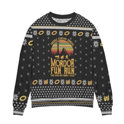 Mordor Fun Run Ugly Christmas Sweater - Black