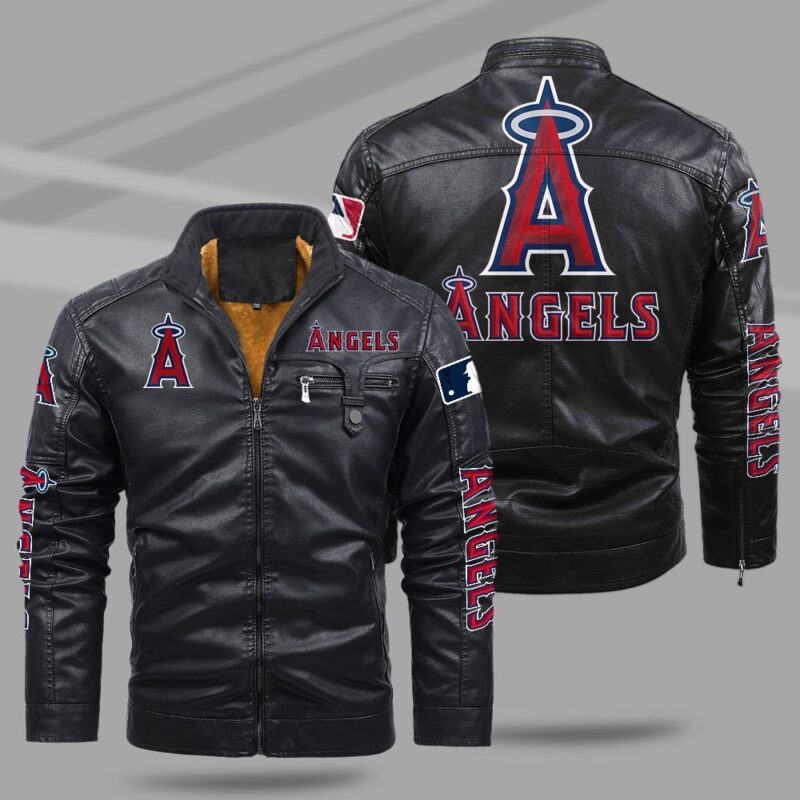 Los Angeles Angels Fleece Leather Jacket CFLJ022