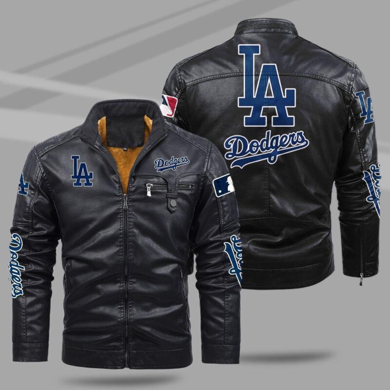 Los Angeles Dodgers Fleece Leather Jacket CFLJ021