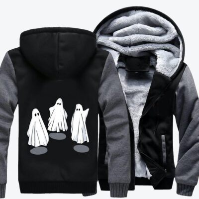 Lost Little Ghost Is Asking The Way Halloween Fleece Zip Hoodie Jacket 2
