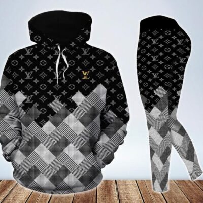 Louis Vuitton Black Hoodie Legging Set Luxury LV For Women