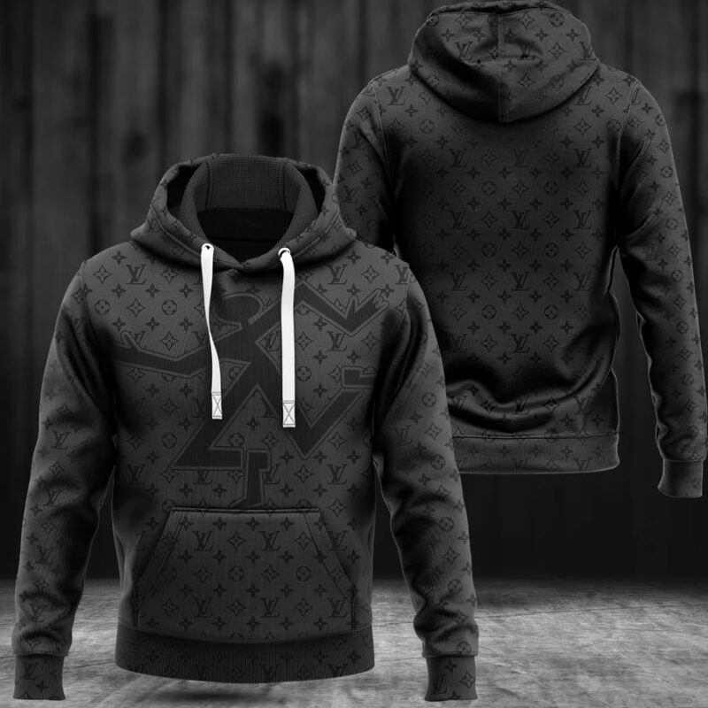 Louis Vuitton Black Unisex Hoodie For Men Women LV Luxury Pullover NH303