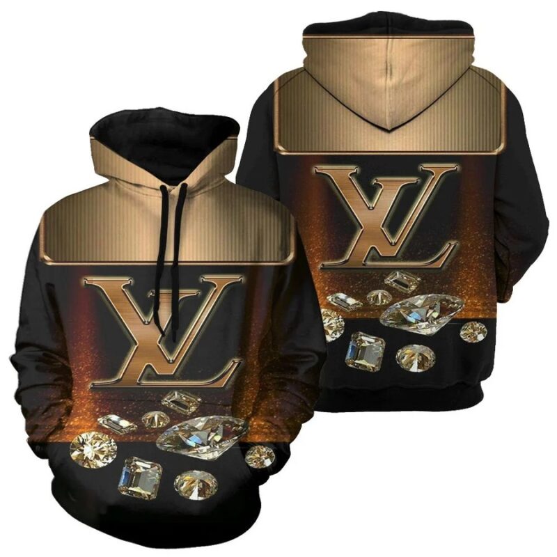 Louis Vuitton Diamond Unisex Hoodie For Men Women Luxury Pullover LV NH056