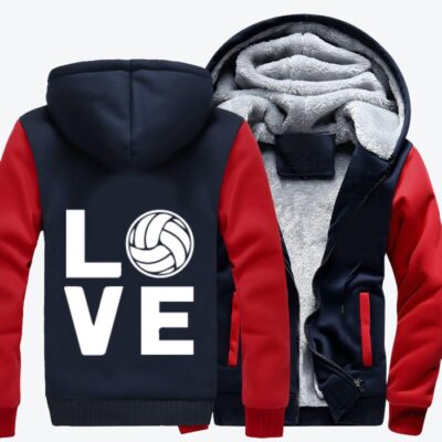 Love Volleyball Volleyball Fleece Zip Hoodie Jacket 1