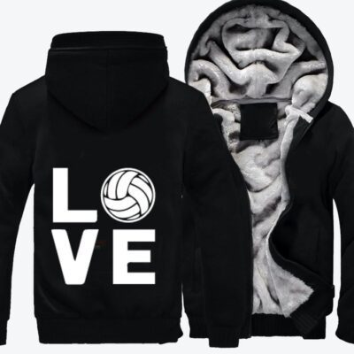 Love Volleyball Volleyball Fleece Zip Hoodie Jacket 3