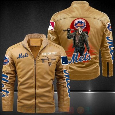 MLB New York Mets Jason Voorhees Custom Name Trend Fleece Leather Jacket CFLJ011 2