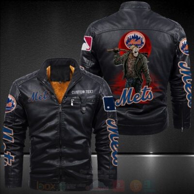 MLB New York Mets Jason Voorhees Custom Name Trend Fleece Leather Jacket CFLJ011