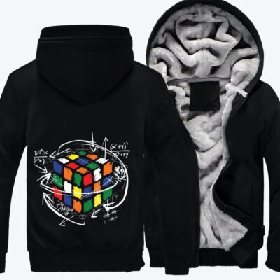 Math On Dark Rubik Cube Fleece Zip Hoodie Jacket 3