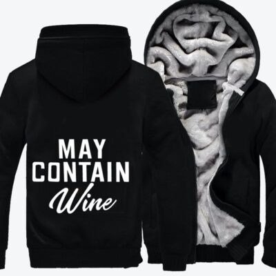 May Contain Wine Beer Fleece Zip Hoodie Jacket 3