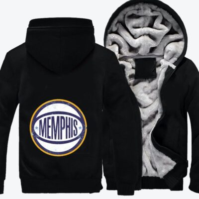 Memphis Retro Ball Basketball Fleece Zip Hoodie Jacket 3