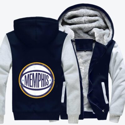 Memphis Retro Ball Basketball Fleece Zip Hoodie Jacket