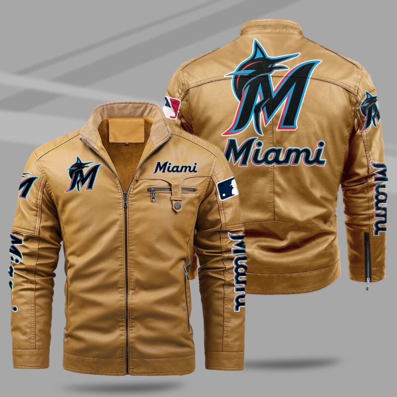 Miami Marlins Fleece Leather Jacket CFLJ020