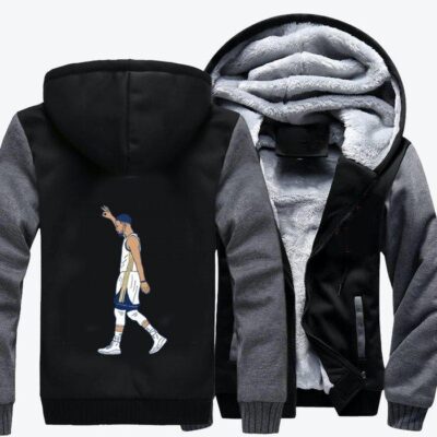 NBA Star Stephen Curry Basketball Fleece Zip Hoodie Jacket 2