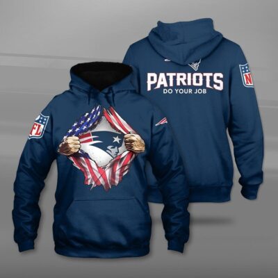 New England Patriots USA Flag 3D Unisex Hoodie - Cobalt TSH1899