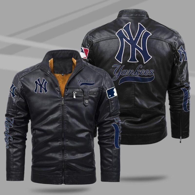 New York Yankees Fleece Leather Jacket CFLJ017