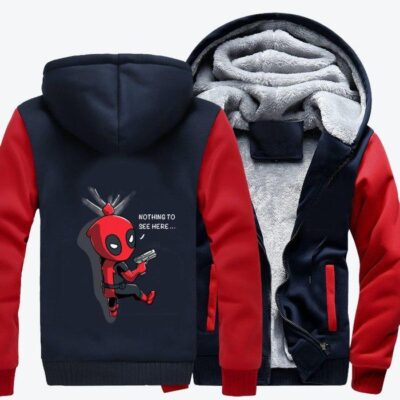 Nothing To See Here Deadpool Fleece Zip Hoodie Jacket 1