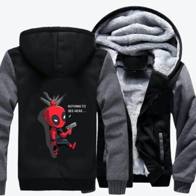 Nothing To See Here Deadpool Fleece Zip Hoodie Jacket 2
