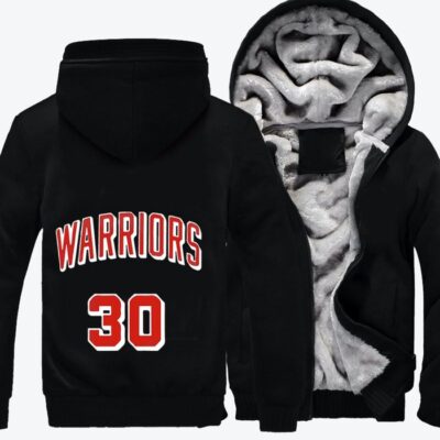Number 30 Warriors Stephen Curry Basketball Fleece Zip Hoodie Jacket 3