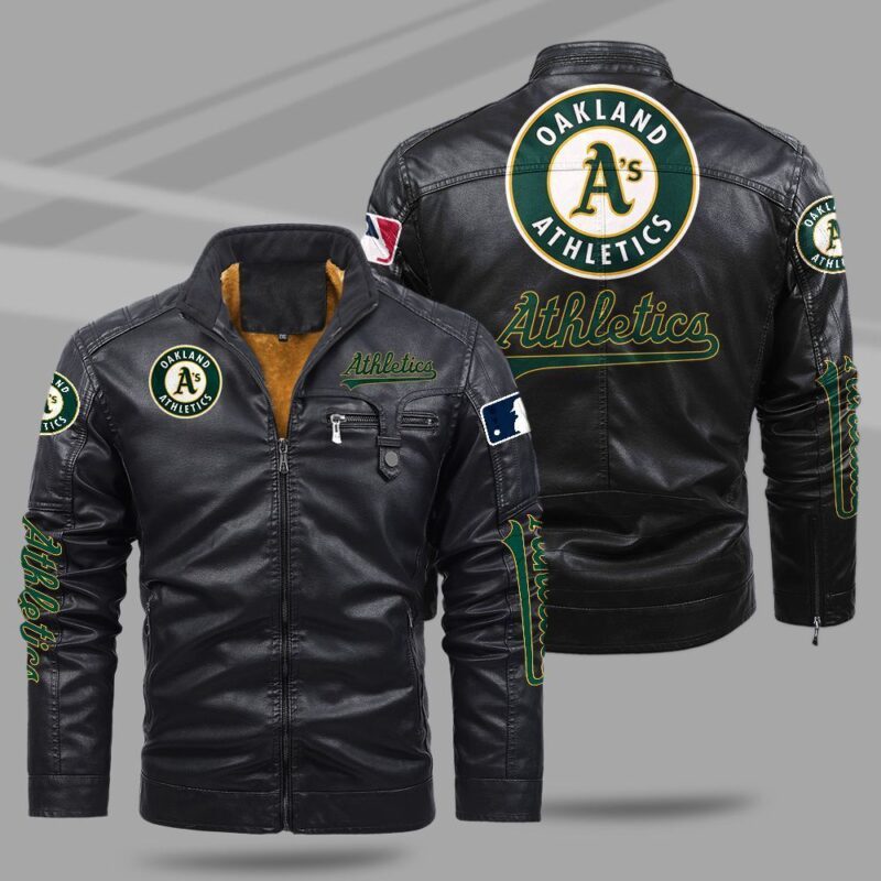 Oakland Athletics Fleece Leather Jacket CFLJ023