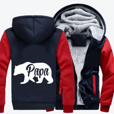 Papa Bear Fathers Day Fleece Zip Hoodie Jacket 1