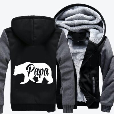 Papa Bear Fathers Day Fleece Zip Hoodie Jacket 2