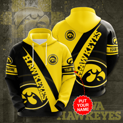 Personalized Iowa Hawkeyes 3D Unisex Hoodie - Black Yellow TSH387
