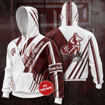 Personalized Texas A&M Aggies Claws 3D Unisex Hoodie - White TSH1955