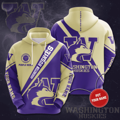 Personalized Washington Huskies Purple Reign 3D Unisex Hoodie - Purple Yellow TSH371