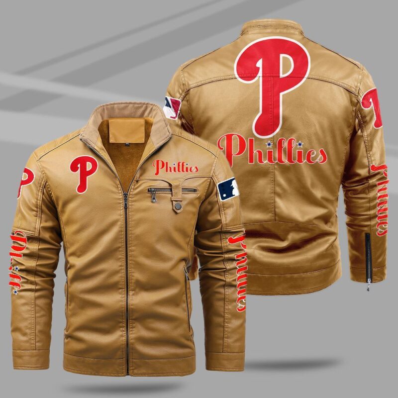 Philadelphia Phillies Fleece Leather Jacket CFLJ033