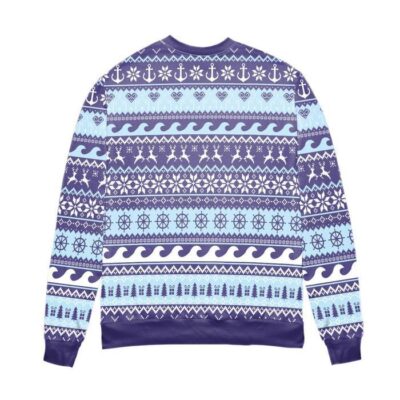 Pontoon Queen Penguin Snowflake Ugly Christmas Sweater - Blue 2 Pontoon Queen Penguin Snowflake Ugly Christmas Sweater Blue 2