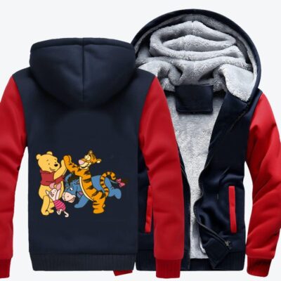 Pooh And Tigger Playing With Friends Winnie the Pooh Fleece Zip Hoodie Jacket 1 Pooh And Tigger Playing With Friends Winnie the Pooh Fleece Zip Hoodie Jacket 1