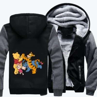 Pooh And Tigger Playing With Friends Winnie the Pooh Fleece Zip Hoodie Jacket 2 Pooh And Tigger Playing With Friends Winnie the Pooh Fleece Zip Hoodie Jacket 2