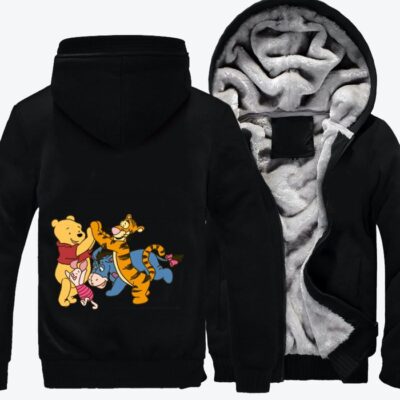 Pooh And Tigger Playing With Friends Winnie the Pooh Fleece Zip Hoodie Jacket 3 Pooh And Tigger Playing With Friends Winnie the Pooh Fleece Zip Hoodie Jacket 3