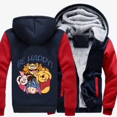 Pooh Grimaces With Friends From Hundred Acre Wood Winnie the Pooh Fleece Zip Hoodie Jacket 1