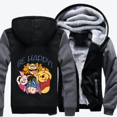 Pooh Grimaces With Friends From Hundred Acre Wood Winnie the Pooh Fleece Zip Hoodie Jacket 2