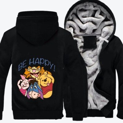 Pooh Grimaces With Friends From Hundred Acre Wood Winnie the Pooh Fleece Zip Hoodie Jacket 3