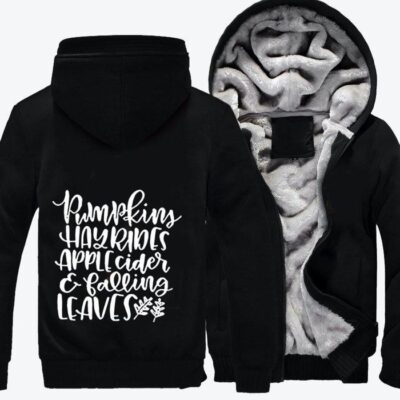 Pumpkins Hayrides Halloween Fleece Zip Hoodie Jacket 3