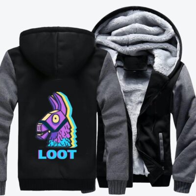 Purple Loot Llama Fortnite Fleece Zip Hoodie Jacket 2