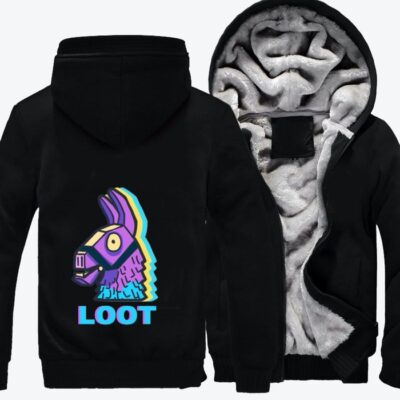 Purple Loot Llama Fortnite Fleece Zip Hoodie Jacket 3