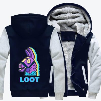 Purple Loot Llama Fortnite Fleece Zip Hoodie Jacket