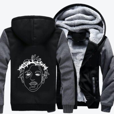 Rapper Kendrick Lamar With The Crown Of Thorns Hip hop Fleece Zip Hoodie Jacket 2
