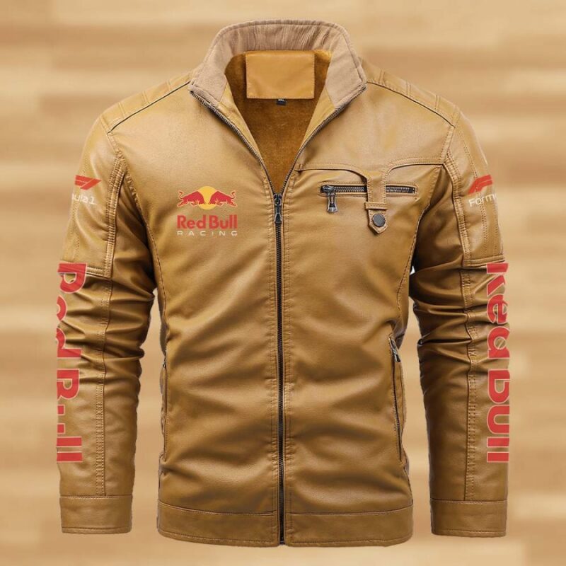 Red Bull Racing Fleece Leather Jacket CFLJ013