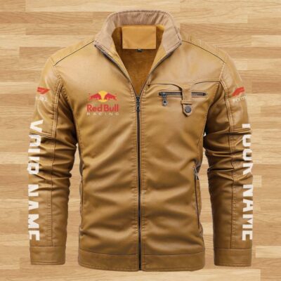 Red Bull Racing Personalized Fleece Leather Jacket CFLJ014 3