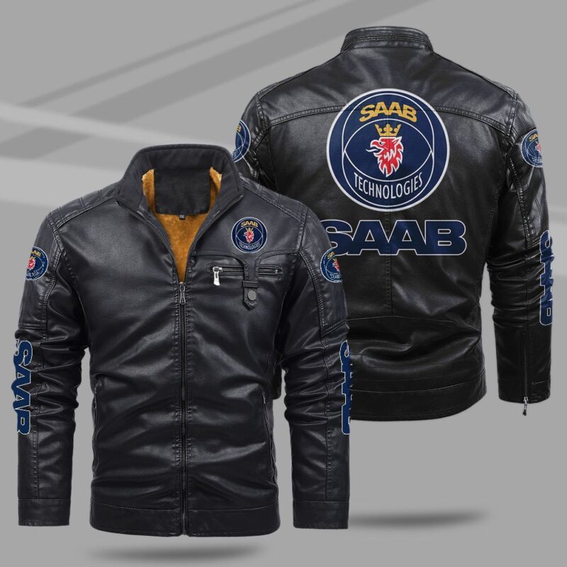 Saab Automobile Fleece Leather Jacket TFLJ045